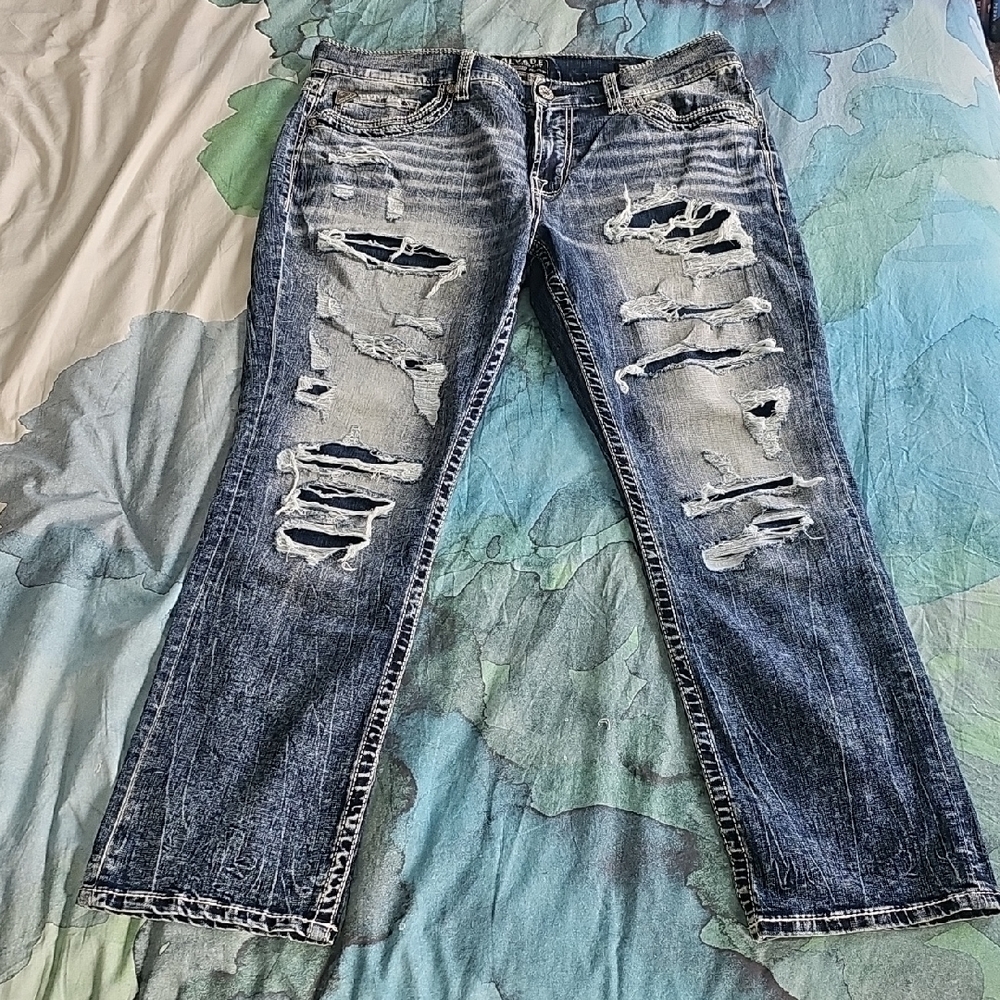 Salvage Men's Mayhem Straight Fit Regular Distressed Jeans NEW Condition